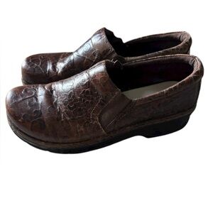 Klogs Shoes Women's Size 11 M Clog Brown Leather Slip On Round Toe Wedge Heels